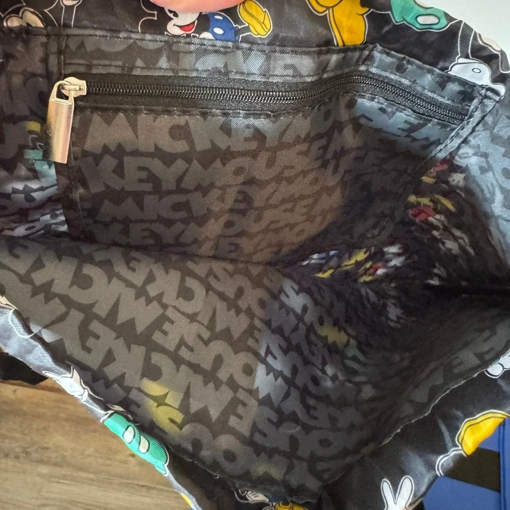 Disney‎ World Mickey Mouse Drawstring Backpack Black Lightweight Bag